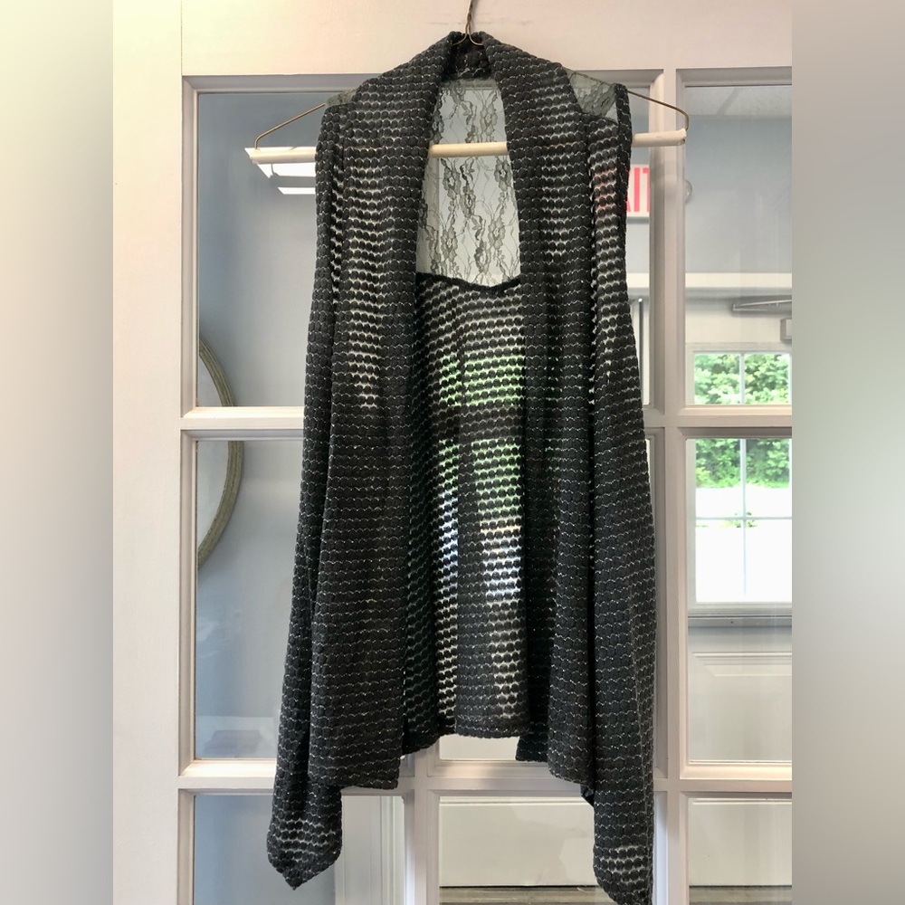 Gray and Silver Metallic Tank Top Style Tunic/Cardigan. Size XL.